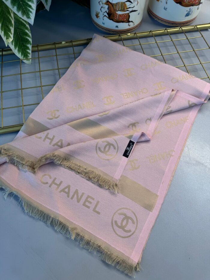 Chanel Çİft Taraflı Kaşmir Şal-Pudra