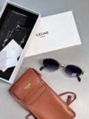 Celine Original Premium Full Set Güneş Gözlüğü - Gold  Mavi