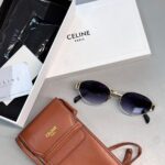 Celine Original Premium Full Set Güneş Gözlüğü - Gold Mavi