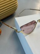 Gucci Metal Çerçeve Gold Kadın Güneş Gözlüğü - Pembe