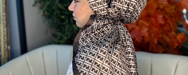 Fendi Desen Vual  İpek Eşarp-6204527-Kahve