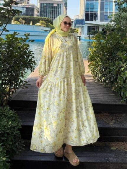 Sun Mimosa Çiçek Elbise -  Sarı Rüya