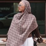 G Desenli İpek Kaşmir Çift Taraflı Şal 440344 - Vizon Siyah