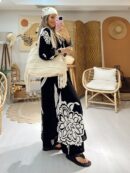 Çiçek Desen İkili Takım -Siyah
