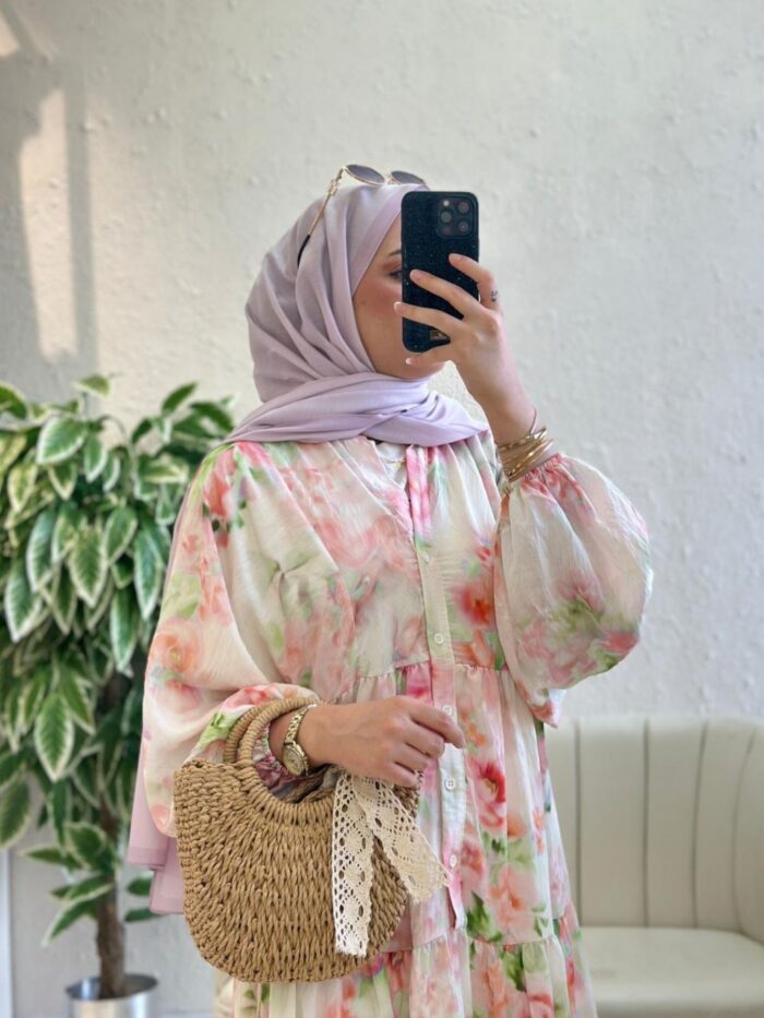 Gül Bahçesi Maxi Elbise- Lila - Görsel 3