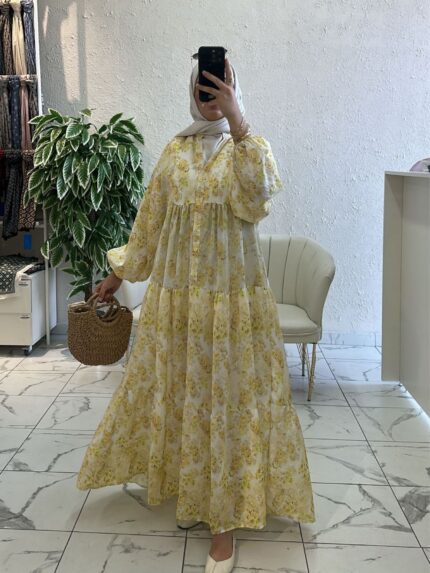 Sun Mimosa Çiçek Elbise -  Sarı Rüya