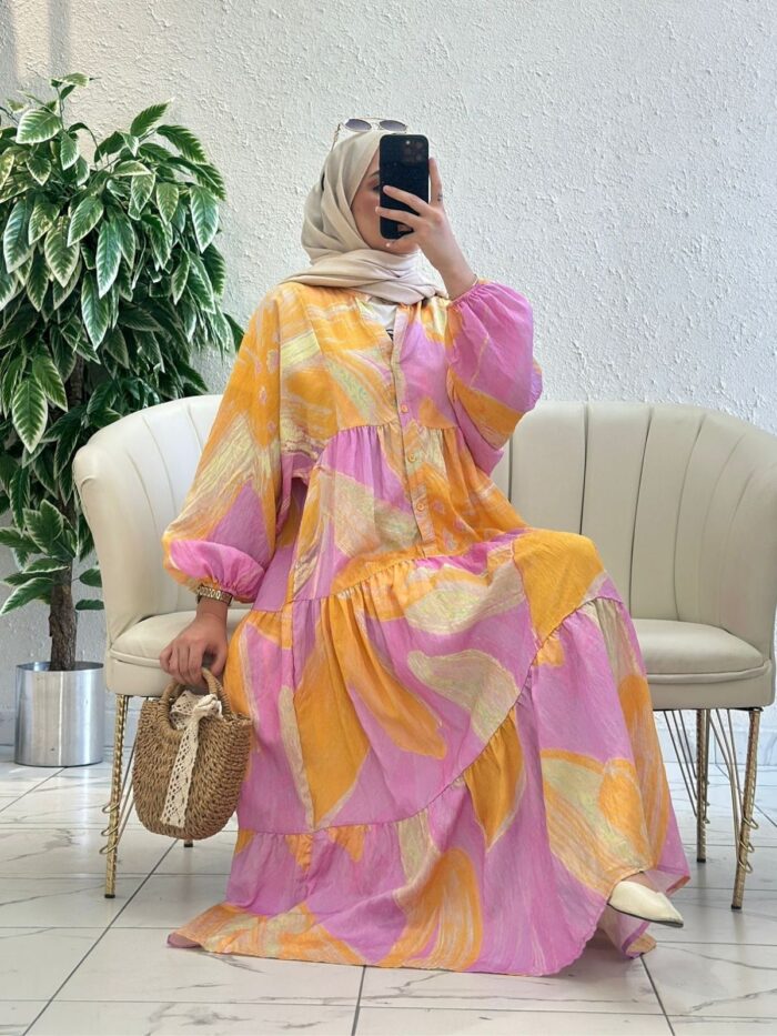 Mango Tropik Elbise -  Günbatımı - Görsel 2