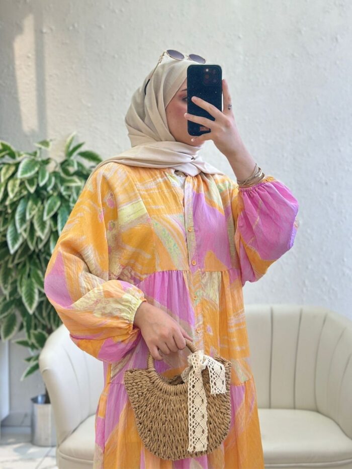 Mango Tropik Elbise -  Günbatımı - Görsel 4
