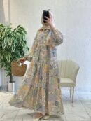 Paisley Esintisi  Elbise - Şeftali