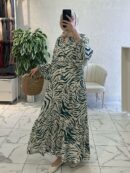 Zebra Desen Elbise - Okaliptüs