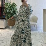 Zebra Desen Elbise - Okaliptüs