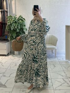 Zebra Desen Elbise - Okaliptüs