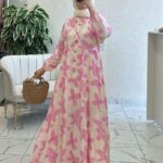 Orchid Maxi Elbise L10021 BÜYÜK BEDEN - Pamuk Şekeri