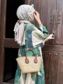 Panaroma Desen Elbise L10052 -  Yaprak Yeşili