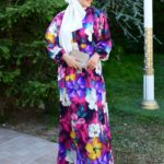 Lora Çiçek Desen Elbise L10055 - Orkide