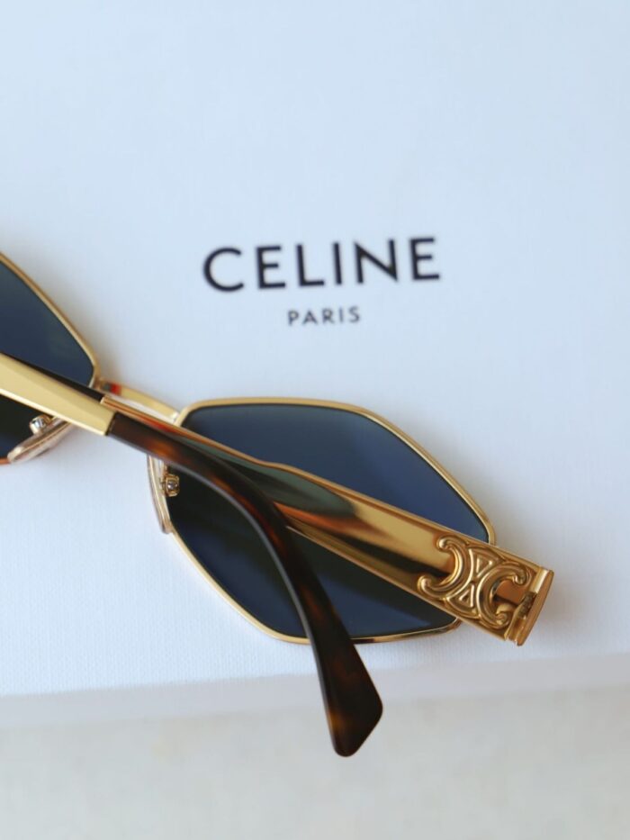 Celine Original Premium Full Set Geometrik Güneş Gözlüğü - Gold - Görsel 2