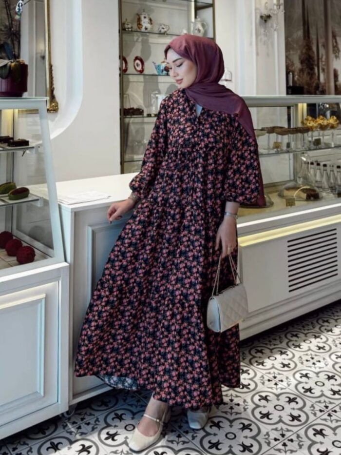 Rozi Miss Elbise L10068 - Vişne - Görsel 3