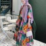Banella Batik Desen Elbise L10072 - Renk Fırtınası