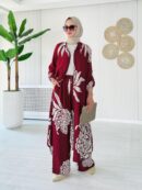 Çiçek Desen İkili Takım TK10077 - Derin Bordo