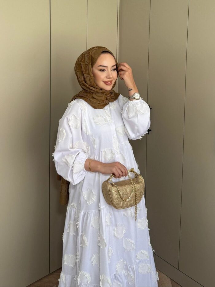 Lola Motif Desen Elbise L10084 -  Vanilya - Görsel 2