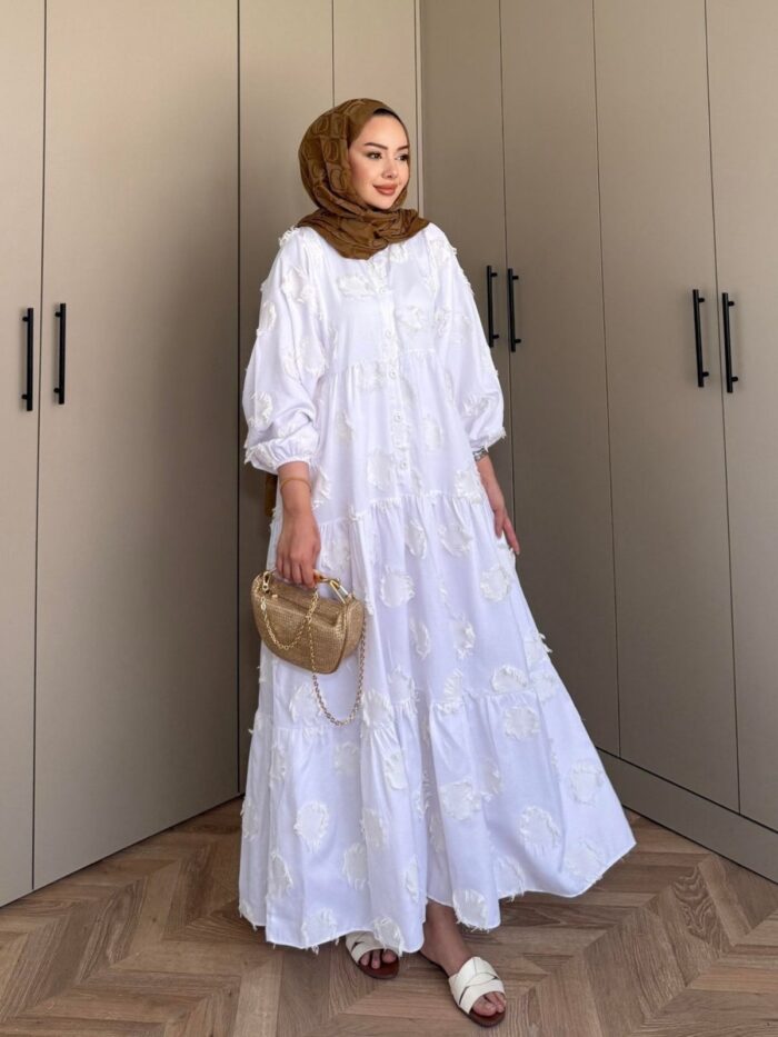 Lola Motif Desen Elbise L10084 -  Vanilya - Görsel 3