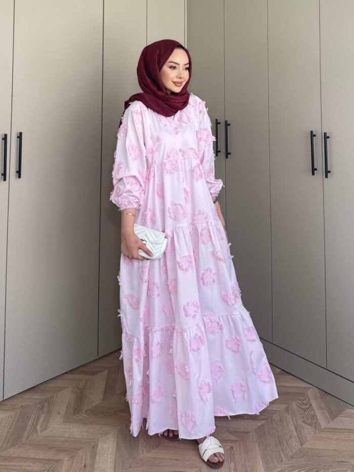 Lola Motif Desen Elbise L10085 - Pembe Rüya - Görsel 2