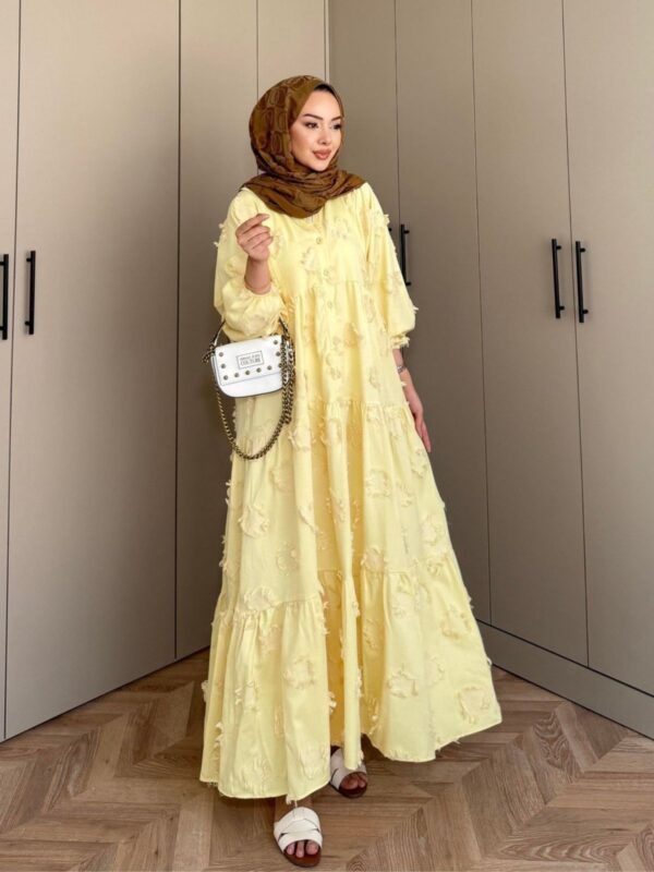 Lola Motif Desen Elbise L10086 – Limon Çiçeği