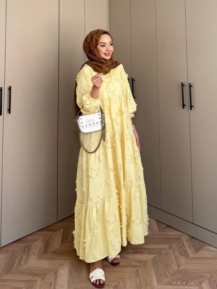 Lola Motif Desen Elbise L10086 - Limon Çiçeği - Görsel 2