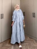 Lola Motif Desen Elbise L10087 - Mavi Rüya