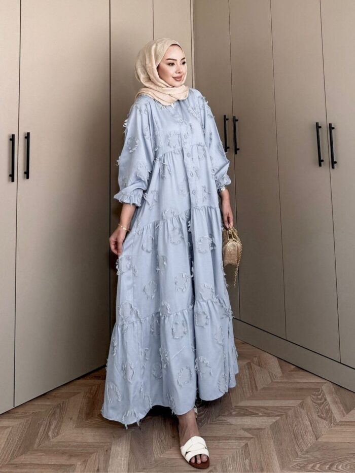 Lola Motif Desen Elbise L10087 - Mavi Rüya - Görsel 2