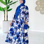 Forest Bloom Katlı Elbise L10088 - Okyanus Mavi