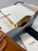 Celine Original Premium Full Set Geometrik Güneş Gözlüğü - Kahve
