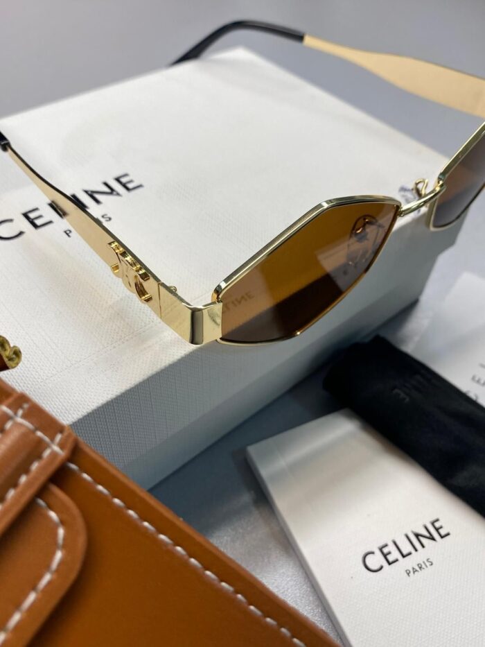 Celine Original Premium Full Set Geometrik Güneş Gözlüğü - Kahve - Görsel 3