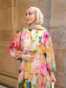 Soyut Desen Elbise L10094 - Pastel