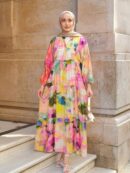 Soyut Desen Elbise L10094 - Pastel