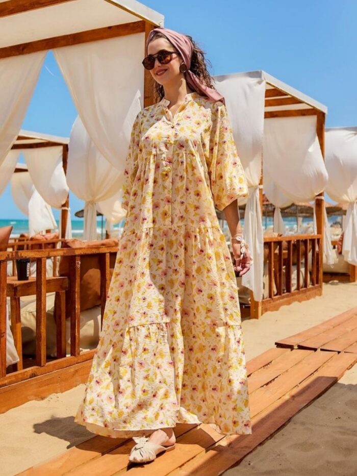 Çiçekyaz Elbise L10095 - Altınçiçek