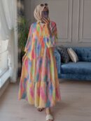 Suluboya Desen Elbise L10098 - Rengarenk