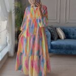 Suluboya Desen Elbise L10098 - Rengarenk