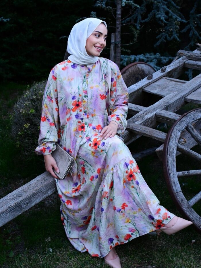 Lilaress Elbise L100100 - Menekşe - Görsel 2