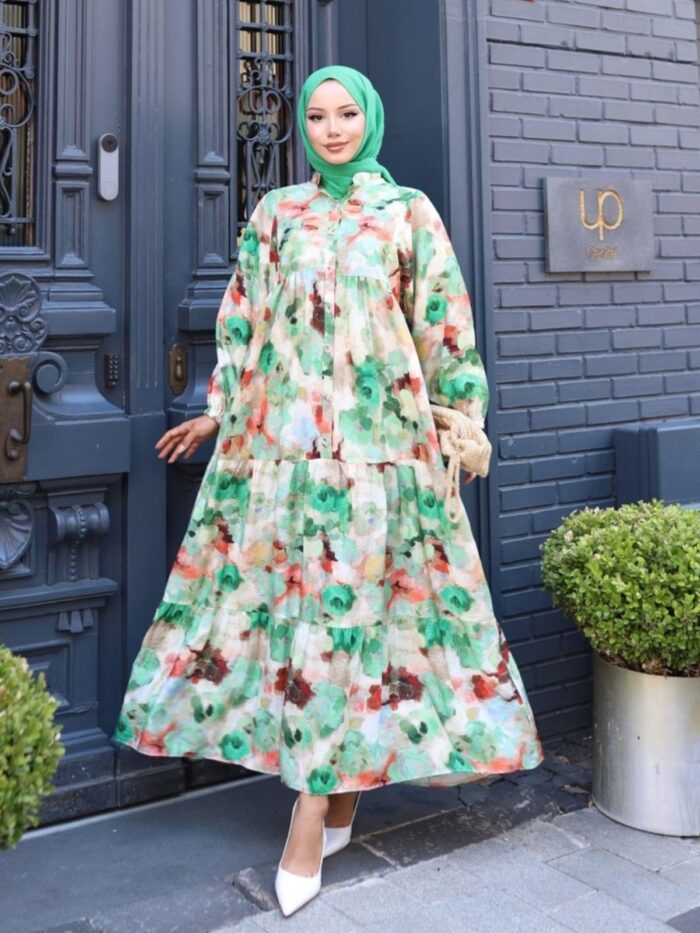Samyella  Elbise L100104 - Toz Yeşil - Görsel 3