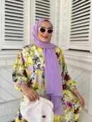 Risonna  Desen Elbise L100125 - Bahar Sarısı
