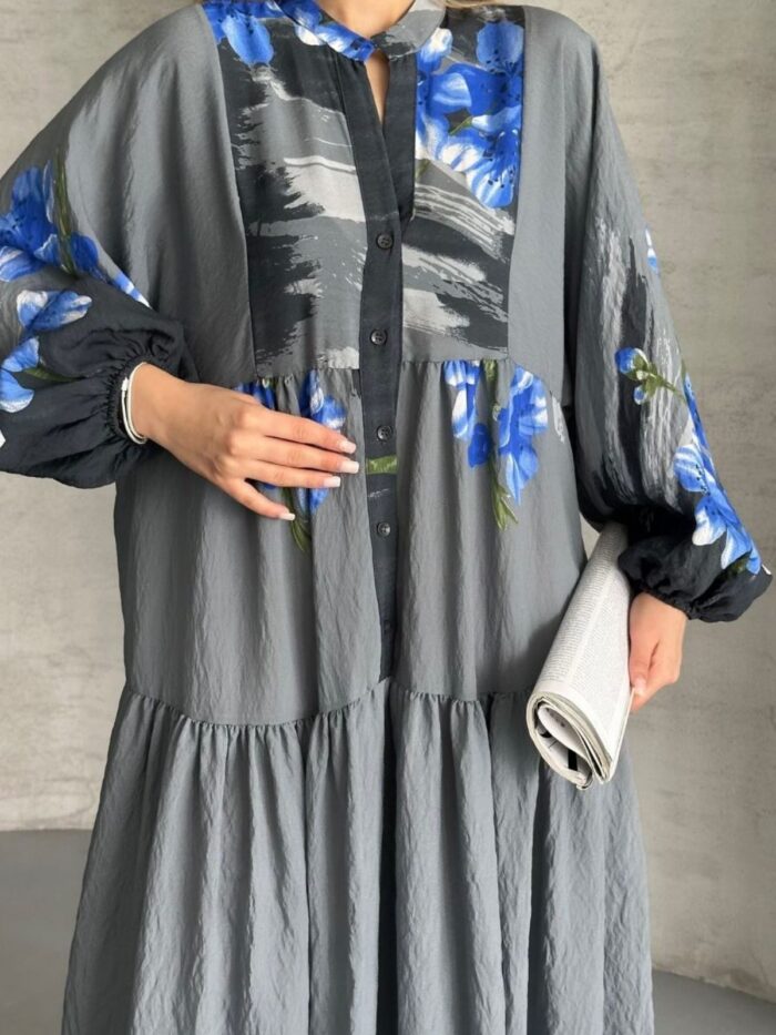 Helena Desen Elbise L100126 - Antrasit - Görsel 2