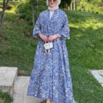 Berilla Desen Elbise L100129 - Deniz Mavi