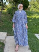 Berilla Desen Elbise L100129 - Deniz Mavi