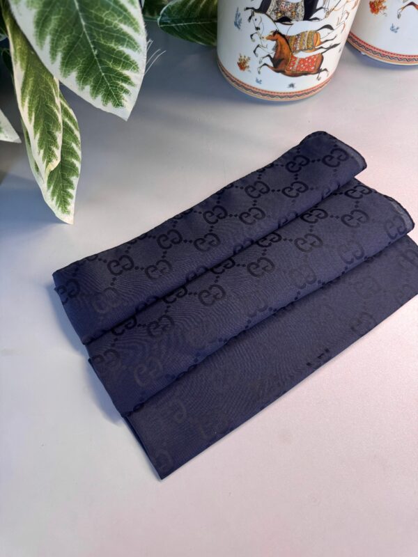 Gucci Desen Pamuk İpeksi Jakar Şal – Gece Mavi