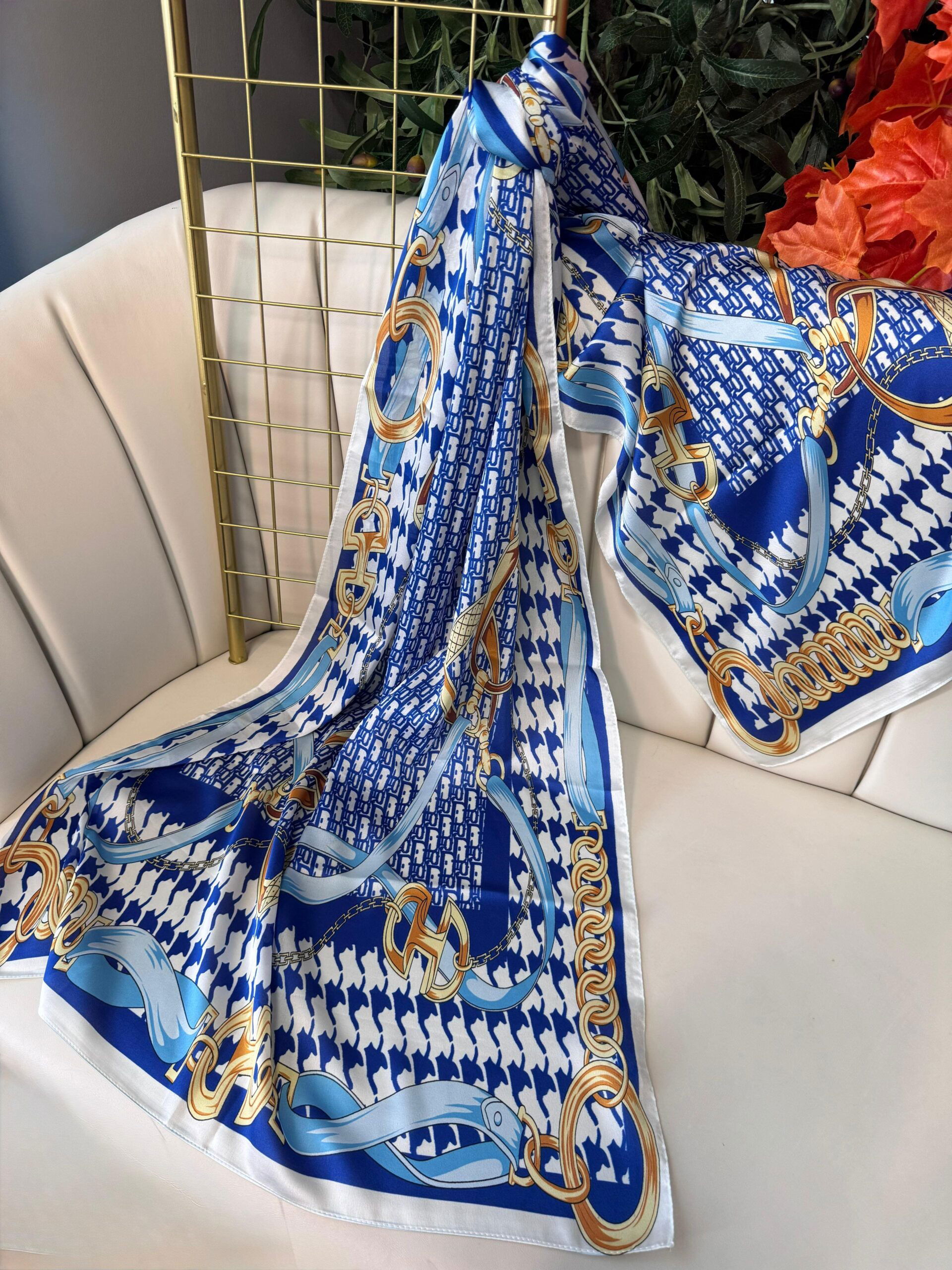 Dior İthal Vual İpek Şal - Saks Mavi