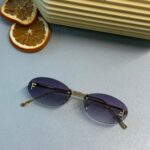 Fendi Kristal Oval Güneş Gözlüğü - Mor Gradyan