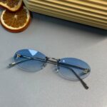 Fendi Kristal Oval Güneş Gözlüğü - Mavi Gradyan