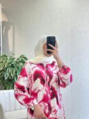 Ebruli Desen Elbise L10015 BÜYÜK BEDEN - Frambuaz
