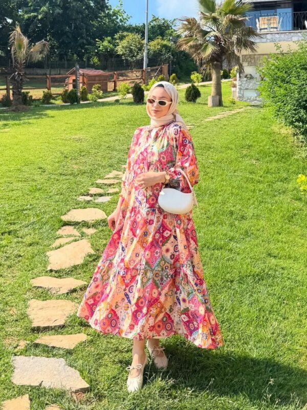 Freza Mango Çiçek Elbise – Pembe